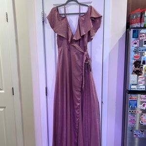 Lulu's Dusty Rose Asymmetrical Ruffle Dress